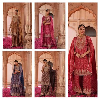 Luxe Chinnon Designer Salwar Suit with Mirror Work - Festive & Wedding Wear