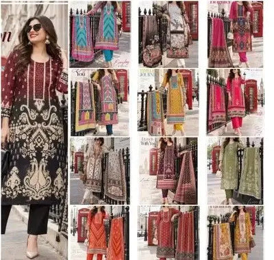 Luxe Chinnon Digital Pakistani Kurti Set - Elegant Handwork Festive Wear