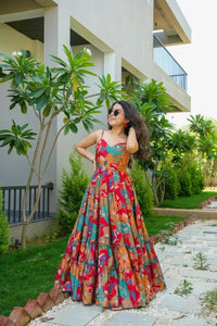 Luxe Chinnon Flared Gown - Festive Wear Sleeveless Dress