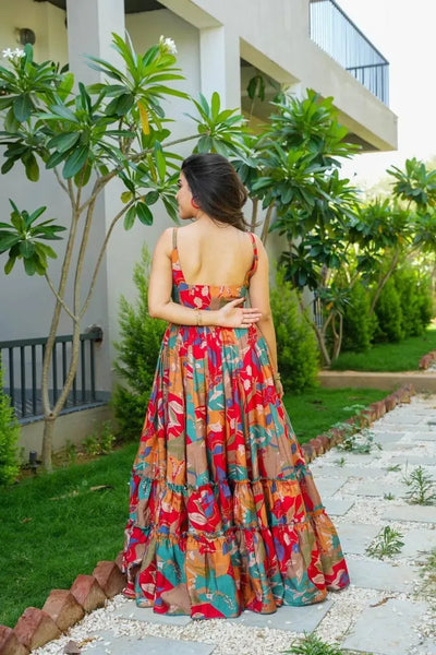 Luxe Chinnon Flared Gown - Festive Wear Sleeveless Dress