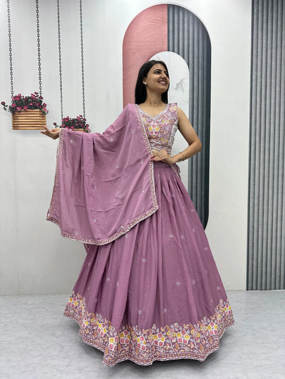 Luxe Chinon Lehenga Choli - Heavy Embroidery Festive Wear for Women