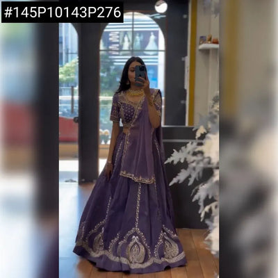 Luxe Chinon Lehenga - Fully Stitched Embroidery for Women