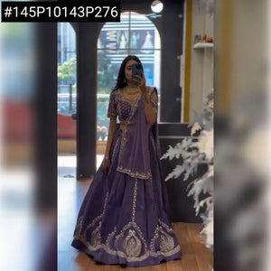 Luxe Chinon Lehenga - Fully Stitched Embroidery for Women
