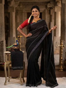 Luxe Chinon Saree with Siroski Diamond Work - Elegant Festive Wear for Women