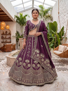 Luxe Chinon Silk Lehenga Choli - Heavy Zari Embroidery Festive Wear