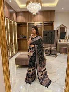 Luxe Chinon Silk Real Mirror Work Saree - Elegant Festive Wear for Women