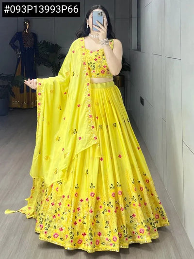 Luxe Chinon Slub Lehenga - Heavy Embroidery for Festive Wear