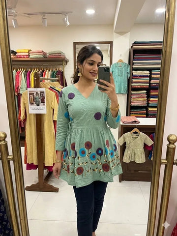 Luxe Cotton Short Kurta for Women - Elegant Festive Wear