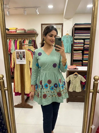 Luxe Cotton Short Kurta for Women - Elegant Festive Wear