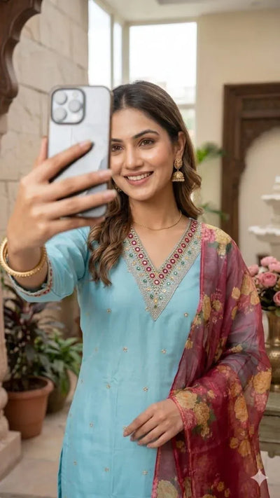 Luxe Cotton Silk Kurti Set - Elegant Festive Wear for Women
