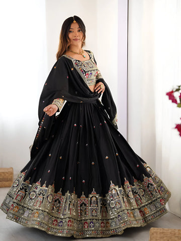 Luxe Crepe Silk Lehenga Choli - Festive Embroidery for Women