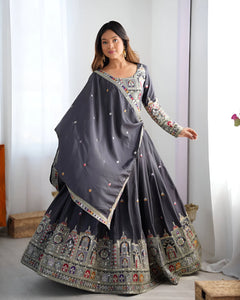 Luxe Crepe Silk Lehenga Choli - Heavy Coding Dori Embroidery for Festive Wear