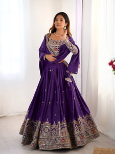 Luxe Crepe Silk Lehenga with Heavy Embroidery for Festive Wear