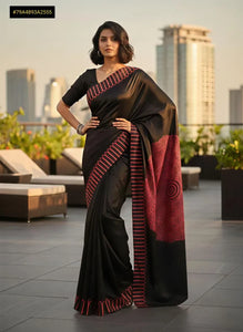 Luxe Crepe Silk Saree with Ajrakh Print - Festive Wear for Women