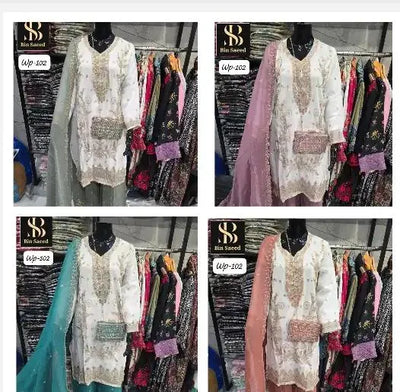 Luxe Crunchy Kurti Pant Set with Heavy Jarkan Work - Festive Wear