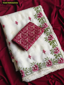 Luxe Crush Chiffon Saree with Floral Embroidery for Festive Prep