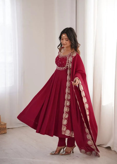 Luxe Designer Anarkali Suit Set - Heavy Embroidery Festive Wear for Women