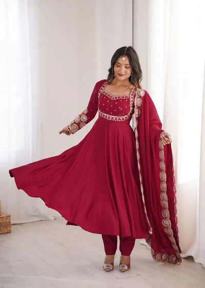 Luxe Designer Anarkali Suit Set - Heavy Embroidery Festive Wear for Women