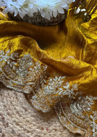 Luxe Designer Chiffon Saree with Heavy Embroidery Blouse - Elegant Festive Wear for Women