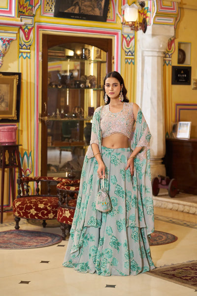 Luxe Designer Georgette Lehenga Choli Set - Fully Stitched Ready-to-Wear