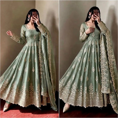 Luxe Designer Gown - Heavy Embroidery Party Wear for Women