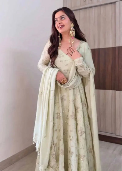 Luxe Designer Gown - Heavy Sequence Embroidery with Dupatta for Women