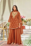 Luxe Designer Natural Silk Sharara Suit - Heavy Embroidery Festive Wear