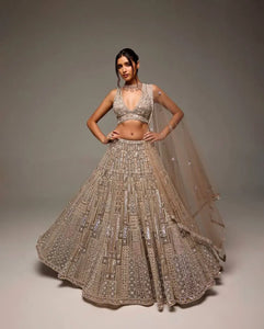 Luxe Designer Net Lehenga Choli - Grand Sequins & Dori Work Festive Wear