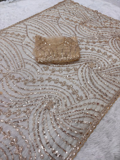 Luxe Designer Net Saree with Heavy Beads Work for Weddings
