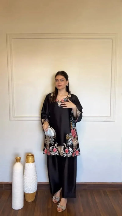Luxe Designer Palazzo Suit - Festive Thread Work for Women