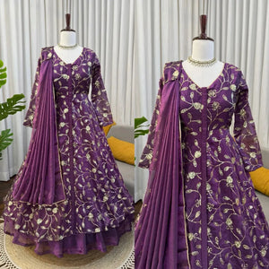 Luxe Designer Purple Gown Lehenga - Festive & Wedding Wear