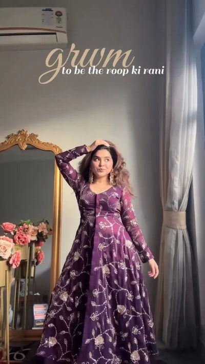 Luxe Designer Purple Gown Lehenga - Festive & Wedding Wear