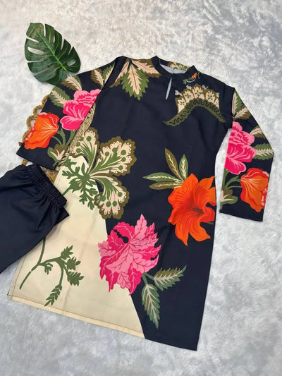 Luxe Designer Rayon Co-ord Set - Chic Floral Digital Print Festive Wear for Women