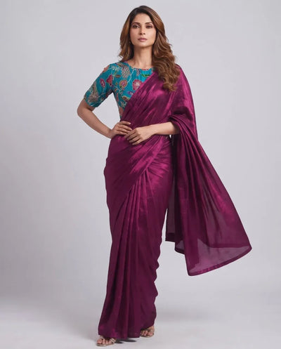 Luxe Designer Saree with Position Print Blouse - Elegant Festive Wear for Women