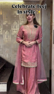 Luxe Designer Sharara Set - Embroidered Party Wear for Women