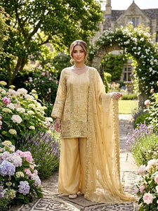 Luxe Designer Silk Palazzo Set - Elegant Sequence Embroidery Festive Wear for Women