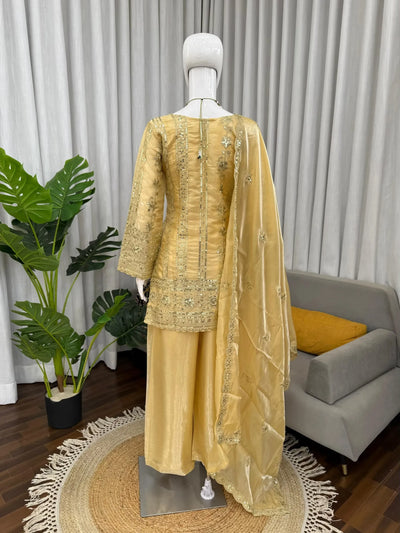 Luxe Designer Silk Palazzo Set - Elegant Sequence Embroidery Festive Wear for Women