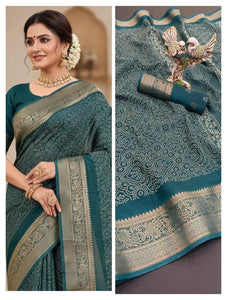 Luxe Dola Silk Saree - Elegant Kanjivaram Zari Border Festive Wear for Women