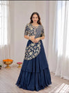 Luxe Double Layer Lehenga Choli with Attached Pallu - Elegant Sequins Work Festive Wear for Women