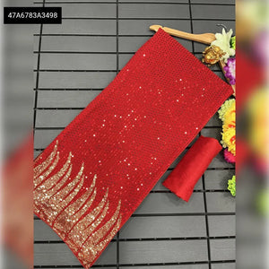 Luxe Dual Sequin Georgette Saree - Party Wear with Heavy Embroidery