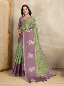 Luxe Dual-Tone Erode Anmol Silk Saree - Floral Pallu Traditional Festive Wear