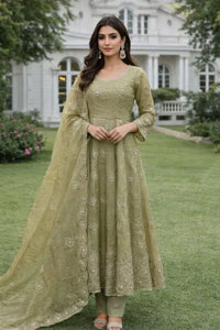 Luxe Embroidered Anarkali Gown Set - Party Wear for Women