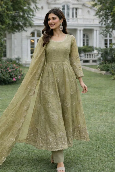 Luxe Embroidered Anarkali Gown Set - Party Wear for Women