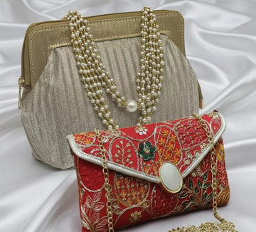 Luxe Embroidered Bridal Potli & Clutch Set for Weddings & Gifts