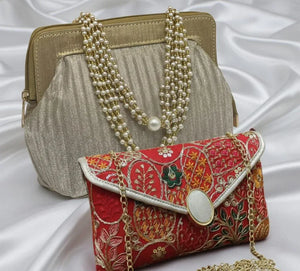 Luxe Embroidered Bridal Potli & Clutch Set for Weddings & Gifts