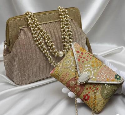 Luxe Embroidered Bridal Potli & Clutch Set for Weddings & Gifts