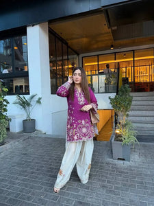 Luxe Embroidered Co-ord Set - French Crape Festive Prep