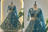 Premium Teal Blue Butterfly Net Embroidered Lehenga Choli Set for Festive Weddings