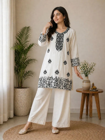 Luxe Embroidered Rayon Palazzo Set - Elegant Festive Wear for Women