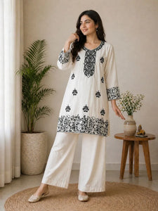 Luxe Embroidered Rayon Palazzo Set - Elegant Festive Wear for Women
